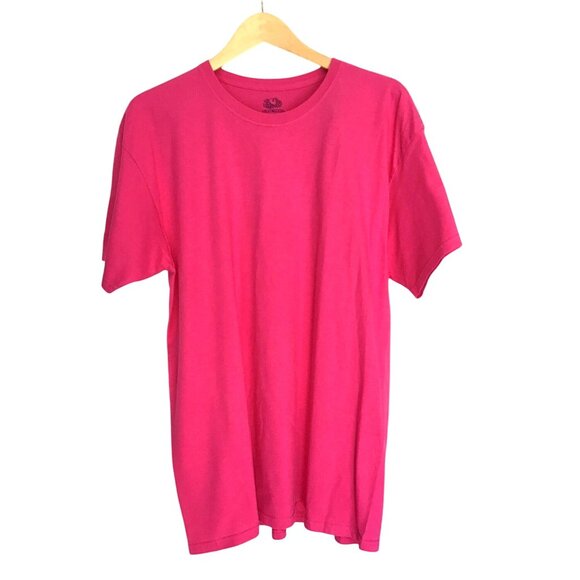 FRUIT OF THE LOOM-MENS 100%COTTON PINK SHORT SLEEVE CREW NECK T-SHIRT SIZE LARGE - Picture 1 of 6